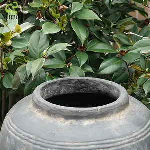 Custom Vintage Ruw Getextureerde Ronde Aardewerk Bloemstuk Vazen Pot Home Decor Grote Rustieke Terracotta Vaas Voor Woonkamer