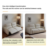 Canapé-lit électrique convertible rectangulaire minimaliste en cuir véritable de haute qualité, 2 places, avec télécommande pour le bureau