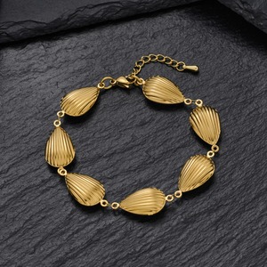 Pulseras y tobilleras de acero inoxidable con diseño de corazón y rayas para mujer, cadena de mano, pulsera de verano para playa, joyería metálica. - Product Image 4