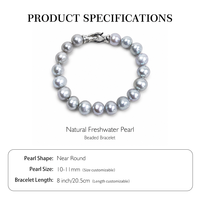 Ensemble collier et bracelet en perles d'eau douce naturelles plaquées gris, bijoux en perles pour femmes, cadeau