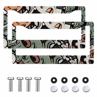 Couverture de plaque d'immatriculation en aluminium standard, impression personnalisée, style luxueux, design fleurs colorées, ajustement universel