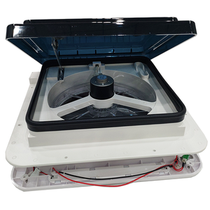 Accessori per Camper RV, Ventilatore Bianco Resistente ai Raggi UV per Caravan, Ventilazione Bidirezionale, Ventola di Scarico, Oblò da Tetto 280x280mm con Luci LED - Product Image 1