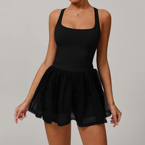 依依环保二合一网球裙透气网眼快干高尔夫裙配短裤高支撑无袖网球裙 - Product Image 3