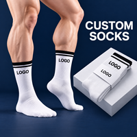 Chaussettes en coton personnalisées, chaussettes de sport rayées blanches, logo personnalisé, chaussettes pour hommes