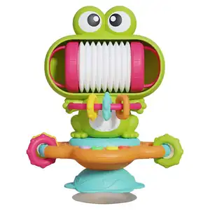 2024 유아 아기 높은 의자 장난감 개구리 대화 형 아기 감각 장난감 흡입 컵과 음악 몬테소리 교육 완구