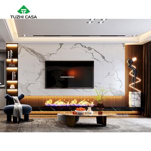 Meuble TV moderne de luxe pour salon en <span class=keywords><strong>marbre</strong></span>, extensible, avec <span class=keywords><strong>cheminée</strong></span>, 75 pouces - Product Image 3