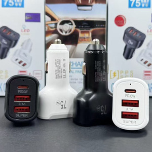 <span class=keywords><strong>Chargeur</strong></span> de voiture triple port haute qualité 75W, <span class=keywords><strong>chargeur</strong></span> <span class=keywords><strong>rapide</strong></span> double USB PD30W type-C avec emballage pour Samsung <span class=keywords><strong>Huawei</strong></span> Xiaomi, adaptateur secteur - Product Image 5