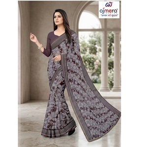 Saris en coton élégants et de créateur pour femmes, confort luxueux, style classique, séchage rapide, protection solaire, pour le bureau, les fêtes et les occasions festives - Product Image 1