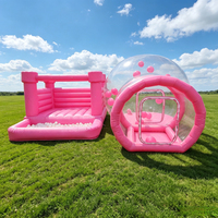 Promotion : Maison à bulles gonflable rose avec tapis de saut, château gonflable et château de saut pour location événementielle
