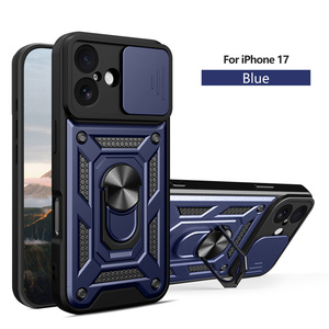 Gran oferta, soporte de anillo de Metal, ventana deslizante, protección de lente, armadura, funda de teléfono para iPhone 17/17 Air/17 Pro/17 Pro Max/16E/15 - Product Image 1