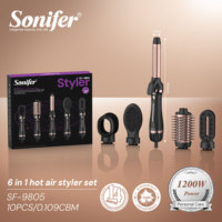 Sonifer SF-9805 6-in-1 Heißluft-Styler mit Überhitzungsschutz, Reiner Motor, Effizientes Lockenstab-Set für den Persönlichen Salon