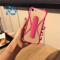 Étui de téléphone portable universel anti-chute en silicone avec support à ressort et coque de protection électro-plaquée pour iPhone et Samsung