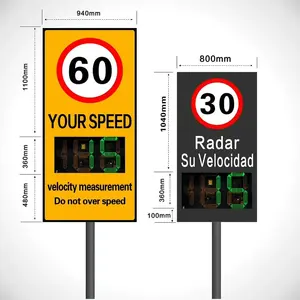 Zonne-Radar Snelheidslimiet Bord Met Houder Buiten Led Radar Verkeersborden Snelheid Radar Detector Bord