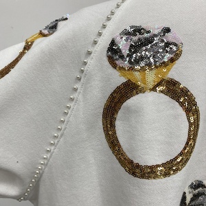 OEM Custom manicotti corti con anello di paillettes da donna <span class=keywords><strong>felpa</strong></span> taglia Ram orlo perle <span class=keywords><strong>oversize</strong></span> Mix di paillettes felpe da donna - Product Image 3