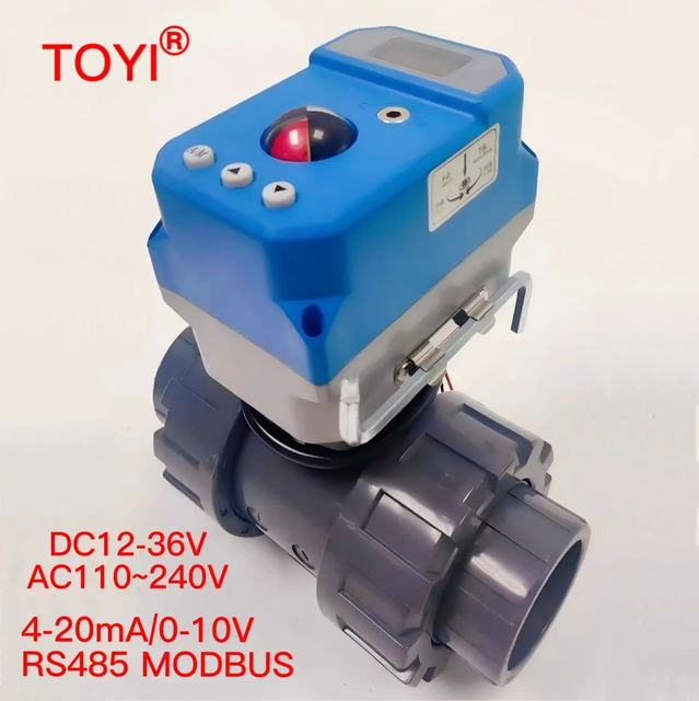 DC12~35V/AC110~240V Intelligent Regulating Actuators UPVC/PVC 4-20mA/0-10V Proportional Electric Ball Valves for Water Gas&oil