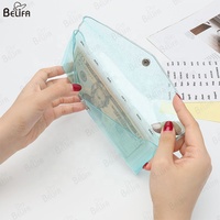Logo personnalisé sac transparent holographique Pvc carte sac paillettes clair sac de maquillage étanche pochette à crayons porte-monnaie avec bouton pression