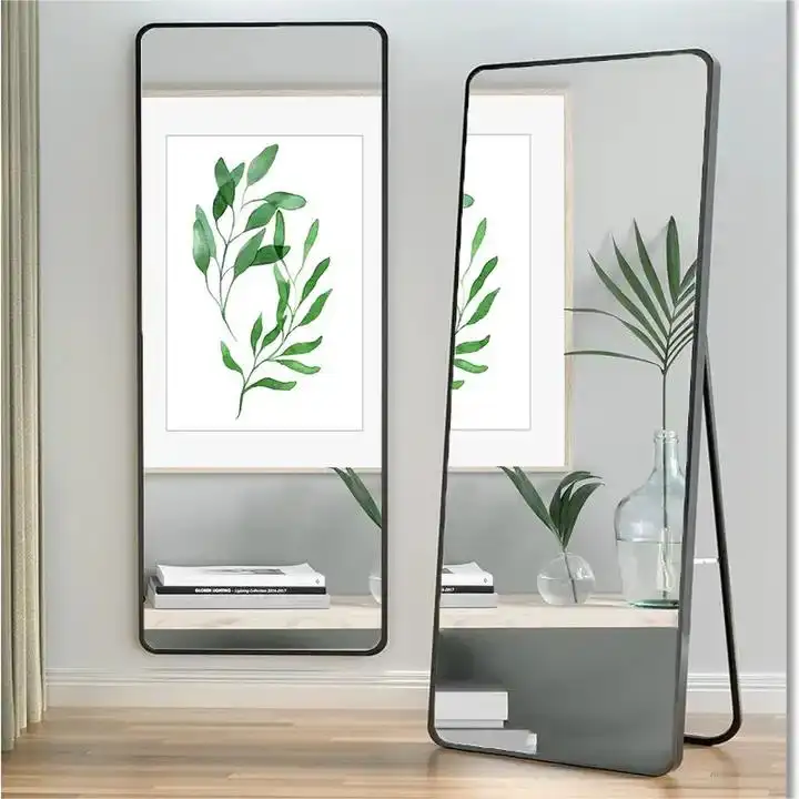 ديكور حائط غرفة منزلية حديثة صالون فاخر لوضع المكياج وطاولة التجميل مرآة ثابتة بطول كامل لاصقة لا يمكن كسرها مرآة