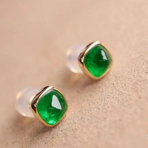 Xinfly AU750 18K Gold Luxury <b>Stud</b> Earrings 0.6ct Vivid Green <b>Emerald</b> Italy's 750 Series Jewelry - Product Image 3
