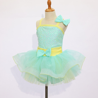 Costume de danse pour filles, robe de tutu de ballet à paillettes vert menthe, tulle superposé, performance sur scène