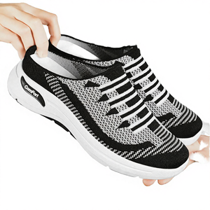 Women's Lightweight Breathable Slip Resistant Woven Summer Sandals <b>Soft</b> Soles Half-Draped Outdoor Sport Slippers Court Sneakers - Product Image 3