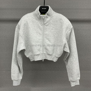 Fabricants de sweat à capuche zippé de haute qualité vierge éponge française 100% coton sweat à capuche zippé court et lourd - Product Image 1