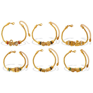 Pulsera de Cierre de Corazón con Cuentas Chapada en Oro Estilo Retro Europeo Americano, Joyería de Regalo Unisex, Diseño de Zodiaco Animal en Aleación de Zinc - Product Image 5