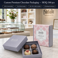 Boîte d'emballage rigide en carton pour bonbons de mariage, boîtes cadeaux personnalisées en papier pour chocolats, boîte à biscuits carrée à 4 compartiments