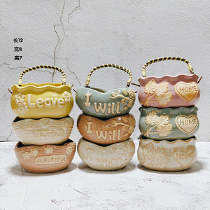 Panier à fleurs en céramique portable lapin Nouveau design pour jardin ou extérieur pour plante succulente ou fleur panier de fleurs sur le thème de Pâques - Product Image 6