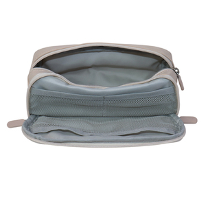 Étui à crayons en nylon beige personnalisable avec fermeture à glissière et patch logo de marque pour l'école ou le bureau par SENDA - Product Image 4