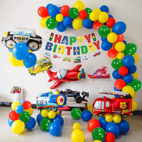 Nouvelle décoration d'anniversaire pour garçon, transport automobile, bannière joyeux anniversaire, yacht, bus, camion de pompiers, avion, fête d'enfants, ballons en feuille de transport