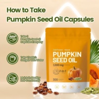 Gélules d'huile de graines de citrouille pressée à froid 2-en-1 1000mg avec Saw Palmetto pour la santé de la prostate et de la vessie, 300 gélules
