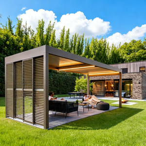 OEM Restaurante Hotel Pavilion Jardín al aire libre Gazebo <span class=keywords><strong>plegable</strong></span> Aluminio Bioclimático Persiana retráctil Pérgola de techo - Product Image 5