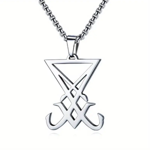 Collar con Sello de <span class=keywords><strong>Lucifer</strong></span>, Acero Inoxidable, Símbolo Satánico, Sello de Satán, Colgante de <span class=keywords><strong>Lucifer</strong></span>, Joyería de Demonio, Regalo - Product Image 1