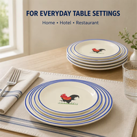 Ensemble d'assiettes en mélamine écologiques avec motif coq, en stock