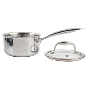Casserole à sauce triple plis avec couvercle en verre, casserole en acier inoxydable avec poignée Stay-Cool - Product Image 2