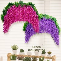 Guirlande de fleurs de glycine artificielle moderne en soie, plante décorative à enrouler pour plafond, avec protection pour tube de climatisation