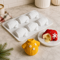 Moule en silicone SILIKOLOVE Factory Winter à 6 cavités en forme de pull, antiadhésif platine LFGB, sans BPA, pour décorations de gâteaux et mousses