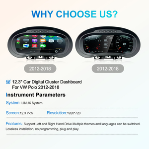 Navihua para VW Polo 2012-2018, Velocímetro Automático, Tablero de Instrumentos Linux Inalámbrico, Carplay HDMI, Cabina Virtual, Pantalla LCD, Monitor para Auto - Product Image 6