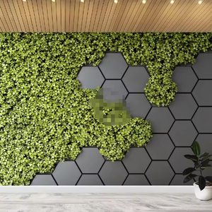 <span class=keywords><strong>Pared</strong></span> de <span class=keywords><strong>ladrillo</strong></span> hexagonal negra trébol verde vegetación Mural papel tapiz pegatina - Product Image 3