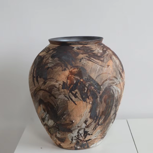 ชุดแจกันผ้าใบเซรามิกสไตล์รำลึกความหลังของตกแต่งบ้านสมัยใหม่แจกันโค่นล้มสำหรับการจัดดอกไม้ - Product Image 4