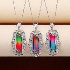 Collana con ciondolo in pietra colorata per donna, stile vintage, elegante, gioiello alla moda, idea regalo - Product Image 4