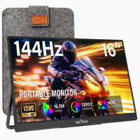 Moniteur de jeu portable de 16 pouces, 144Hz, 1200P, écran FHD IPS, FreeSync, deuxième écran externe pour Switch PC PS5, boîtier fin