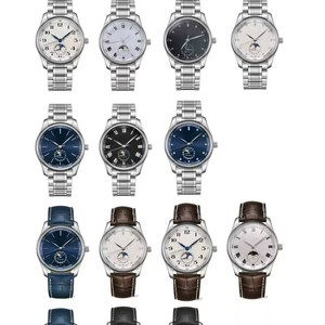 Montre automatique mécanique analogique pour homme avec bracelet en cuir véritable, phase de lune, collection Master, fabriquée par GS Factory, avec verre saphir. - Product Image 6