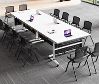 Table de bureau pliable à cadre en acier simple et mobile Table de formation Table de bureau avec roues