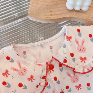 Nuove <span class=keywords><strong>Camicette</strong></span> alla Moda per Ragazze, Traspiranti, Stampate, a Maniche Lunghe, in Cotone, con Colletto a Bambola, Dolci, con Volant sul Fondo, Camicie Casual - Product Image 4