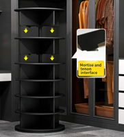 LUMIO Étagère à chaussures circulaire rotative à 360 degrés, 7 niveaux, en plastique PP, pour espaces étroits, rangement d'entrée d'angle, gain de place