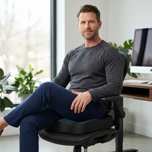 Coussin orthopédique en <span class=keywords><strong>mousse</strong></span> à mémoire de forme Grin Health en forme de U pour soulager les douleurs au coccyx, à la sciatique, aux hanches et au bas du dos, pour siège de voiture, bureau et maison - Product Image 3