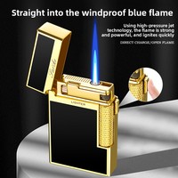 Briquet à double flamme DEBANG Langsheng, torche et flamme douce commutables, rechargeable au butane, briquet sonore en résine pour artisanat, cadeaux de luxe