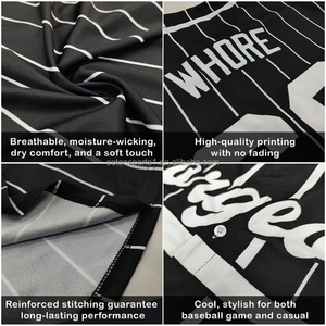 Maillot de baseball en maille à séchage rapide imprimé par transfert thermique et brodé, uniformes pour adultes, Mexique, polyester, grande taille, été - Product Image 3