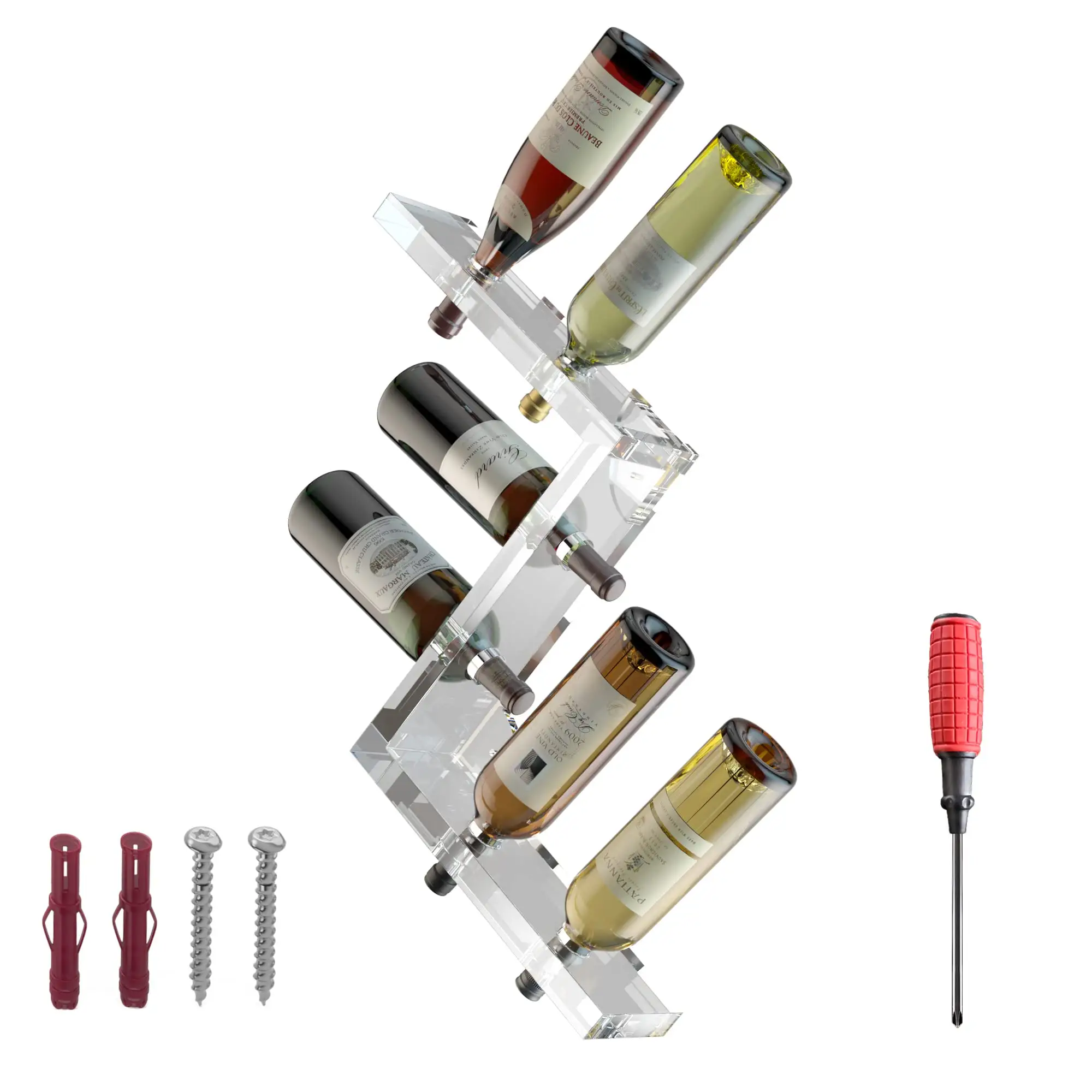 Wall mounted wine rack wine bottle holder modern home decor Perfect for Kitchen Dining Room or Wine Bar Holds 6 Standard Sized